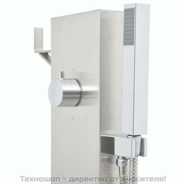 Градински душ с кран, 110 см, неръждаема стомана