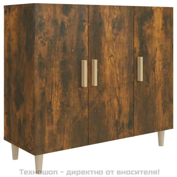 Сайдборд, опушен дъб, 90x34x80 см, инженерно дърво