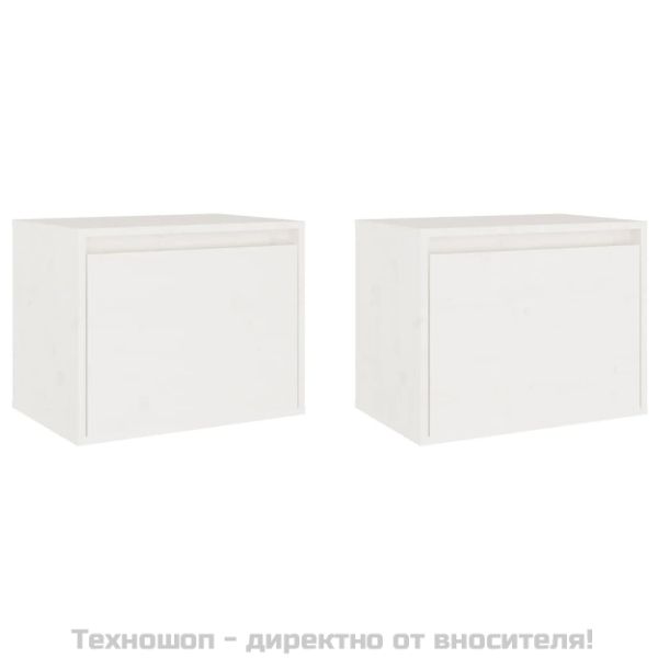 Стенни шкафове, 2 бр, бели, 45x30x35 см, бор масив