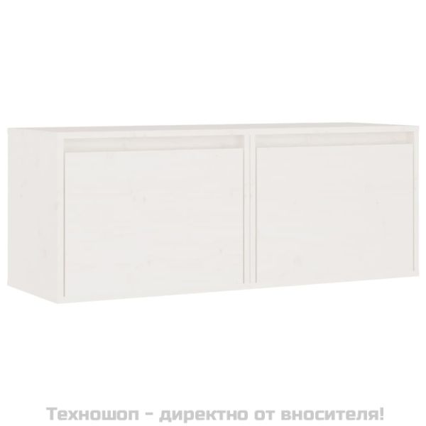 Стенни шкафове, 2 бр, бели, 45x30x35 см, бор масив