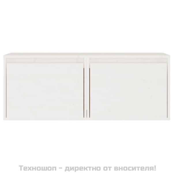 Стенни шкафове, 2 бр, бели, 45x30x35 см, бор масив