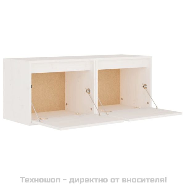 Стенни шкафове, 2 бр, бели, 45x30x35 см, бор масив