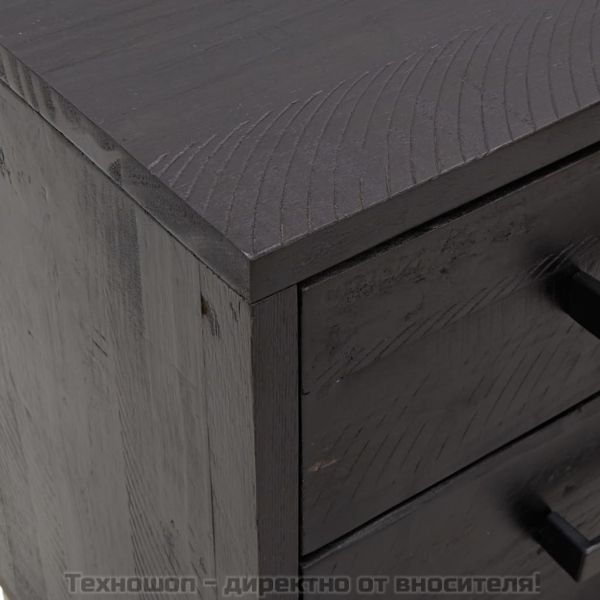 Нощно шкафче, черно, 36x30x45 см, бор масив