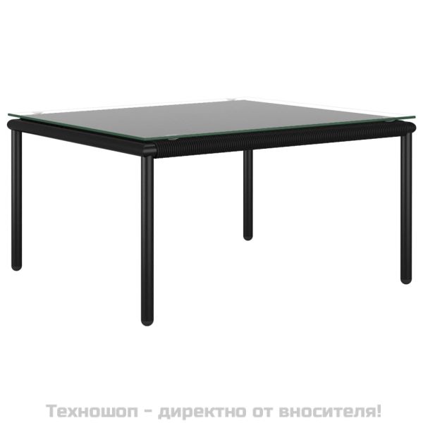 Градински комплект с възглавници, 6 части, черен, PVC