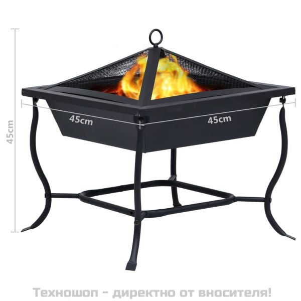 Преносимо огнище, черно, 42x42x45 см, стомана