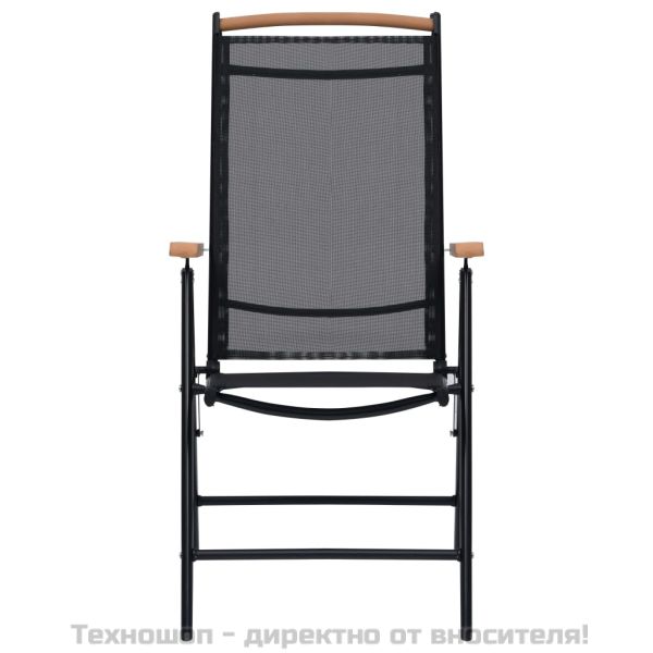 Сгъваеми градински столове 2 бр алуминий и Textilene черни