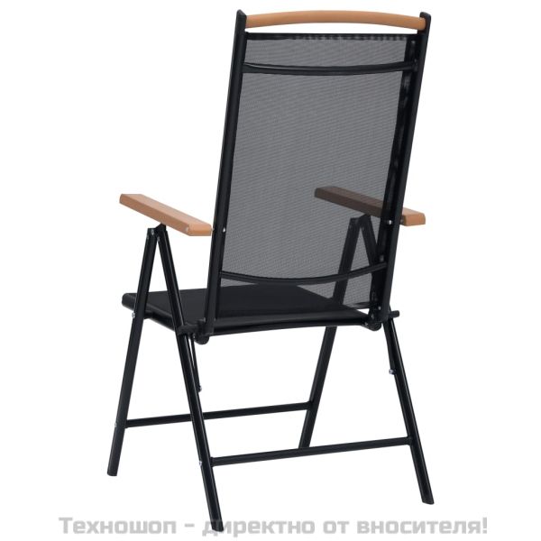 Сгъваеми градински столове 2 бр алуминий и Textilene черни