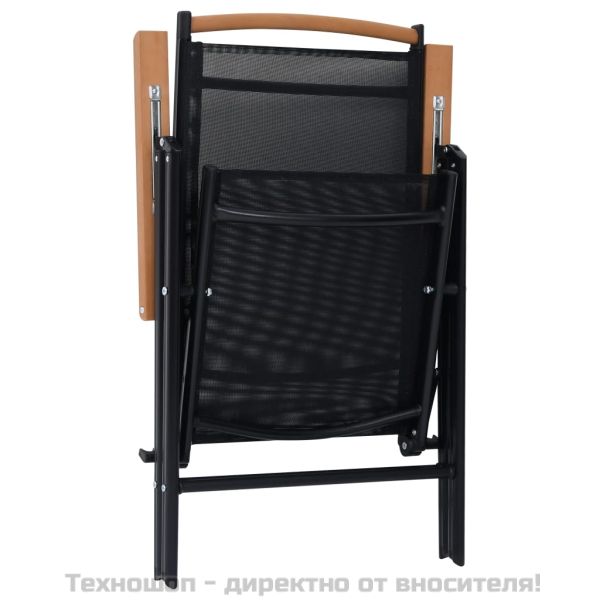 Сгъваеми градински столове 2 бр алуминий и Textilene черни