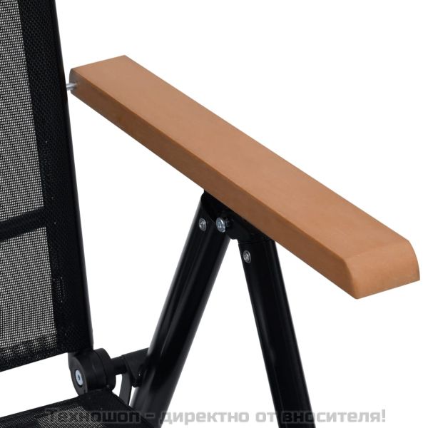 Сгъваеми градински столове 2 бр алуминий и Textilene черни