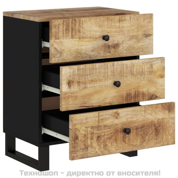 Нощно шкафче, 50x33x62 см, масивно манго и инженерно дърво