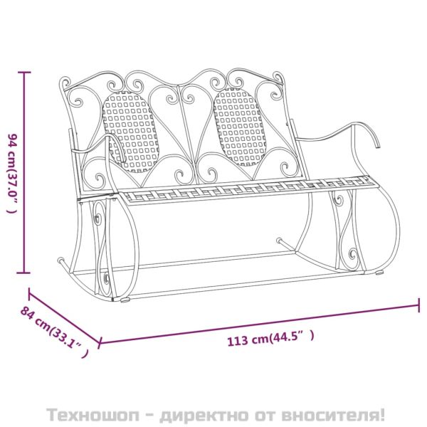 2-местна люлееща се пейка 113 см черна стомана