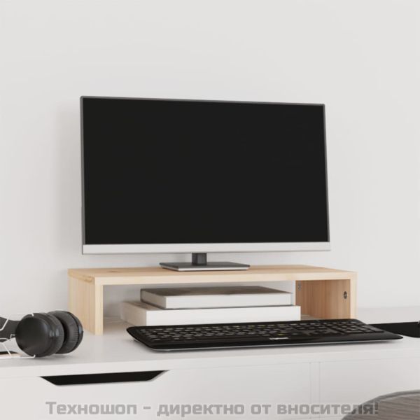 Поставка за монитор, 50x27x10 см, бор масив