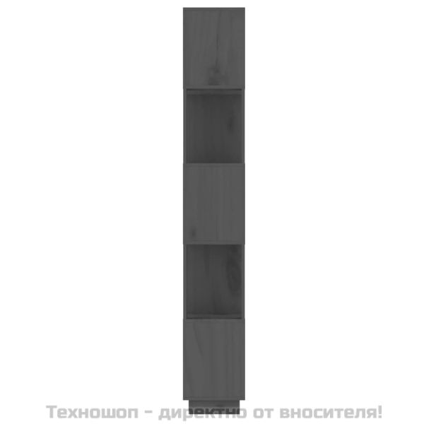 Библиотека/разделител за стая, сива, 51x25x163,5 см, бор масив