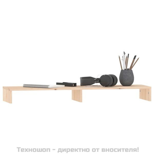 Поставка за монитор, 100x27x10 см, бор масив