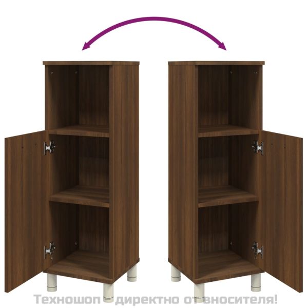 Шкаф за баня, кафяв дъб, 30x30x95 см, инженерно дърво