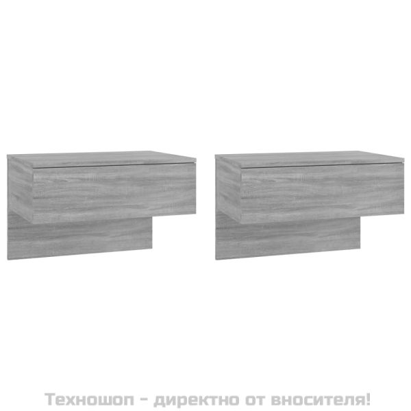 Нощни шкафчета за стенен монтаж, 2 бр, сив сонома