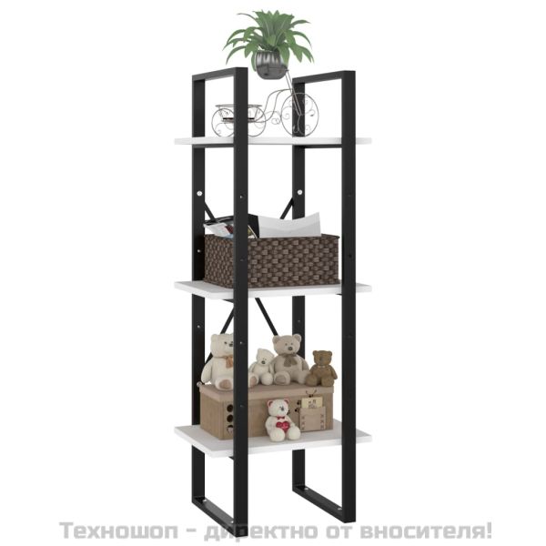 3-етажна библиотека, бял, 40x30x105 см, инженерно дърво