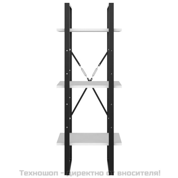 3-етажна библиотека, бял, 40x30x105 см, инженерно дърво