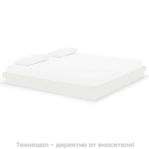 Рамка за легло, бяла, дърво масив, 200x200 см