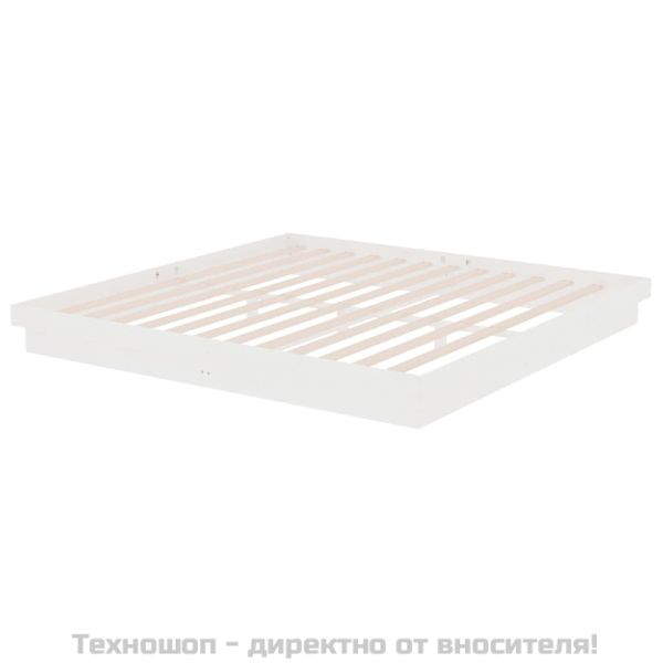 Рамка за легло, бяла, дърво масив, 200x200 см
