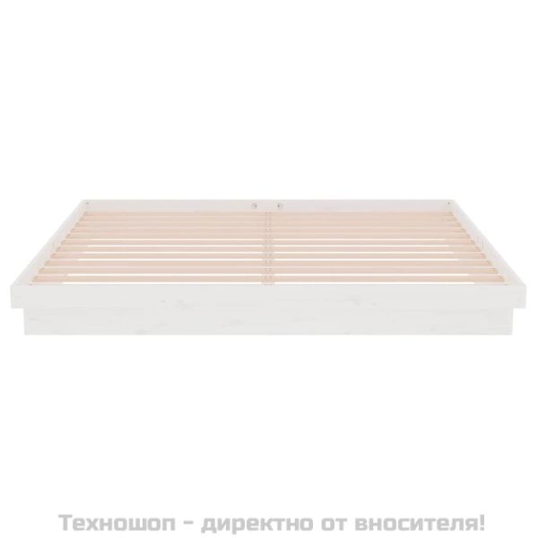 Рамка за легло, бяла, дърво масив, 200x200 см