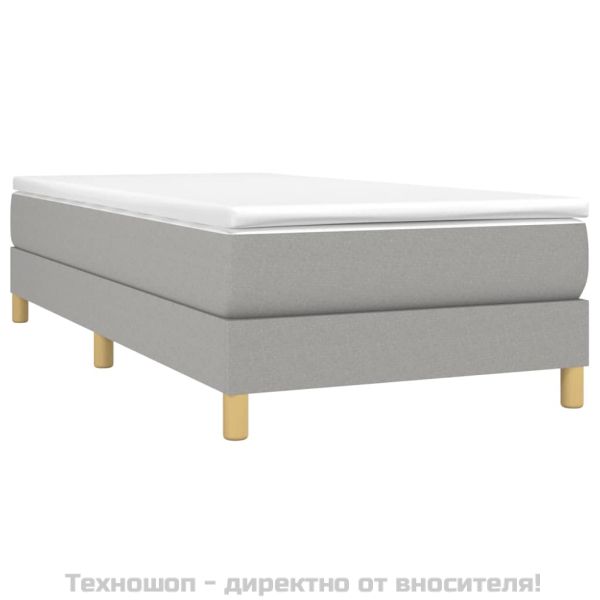Боксспринг легло с матрак, светлосиво, 90x200 см, плат