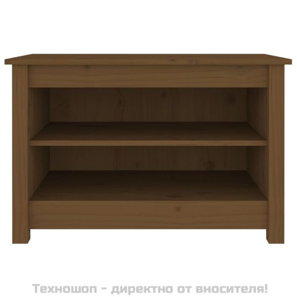 Пейка за обувки меденокафява 70x38x45,5 см борово дърво масив