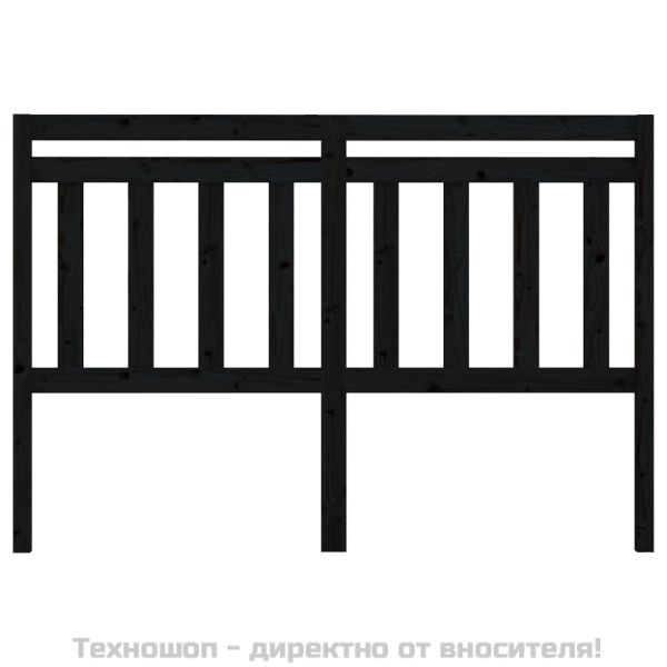 Горна табла за легло, черна, 146x4x100 см, бор масив