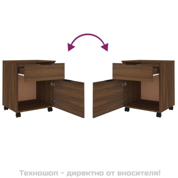 Мобилен архивен шкаф с кафяв дъб 45x38x54 см инженерно дърво