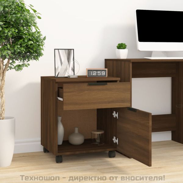 Мобилен архивен шкаф с кафяв дъб 45x38x54 см инженерно дърво