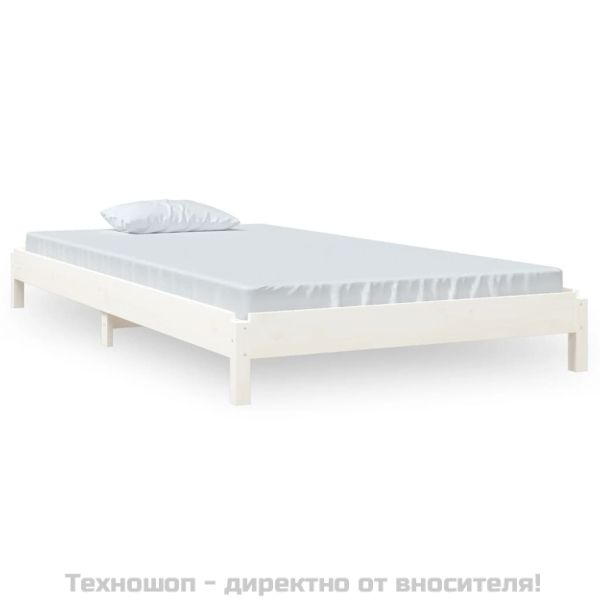Стифиращо легло бяло 100x200 см масивно борово дърво