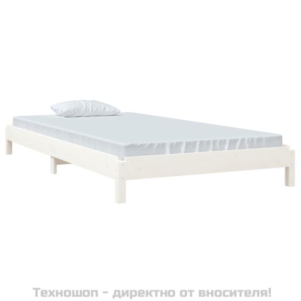 Стифиращо легло бяло 100x200 см масивно борово дърво