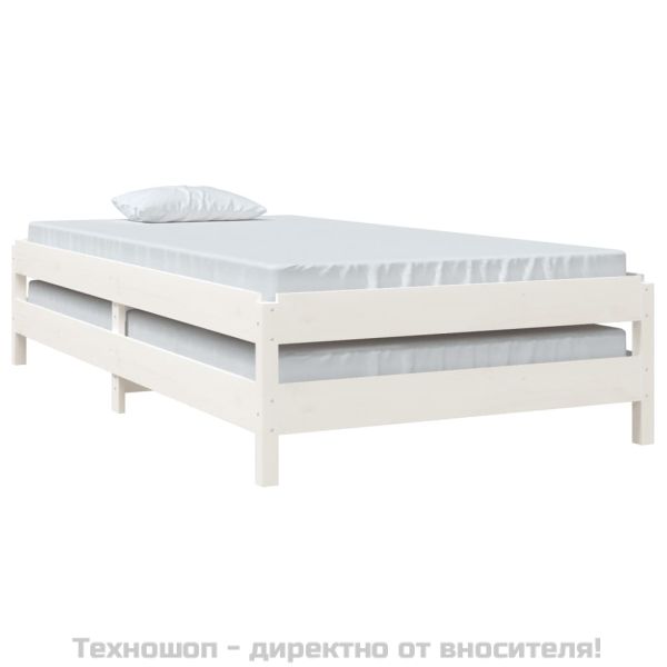 Стифиращо легло бяло 100x200 см масивно борово дърво