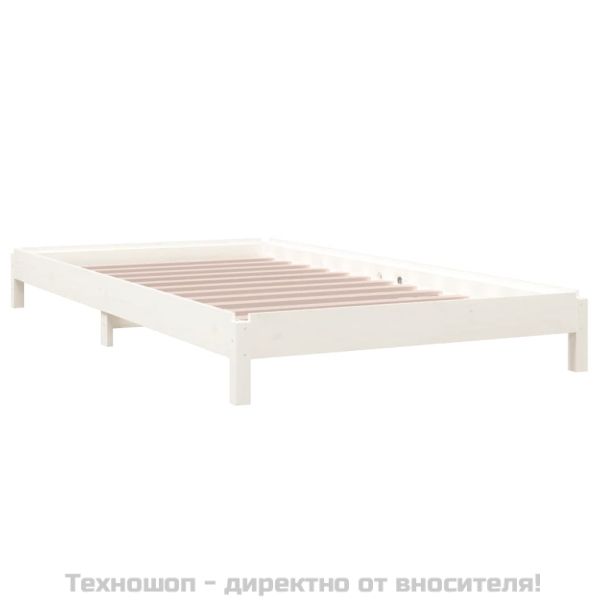 Стифиращо легло бяло 100x200 см масивно борово дърво