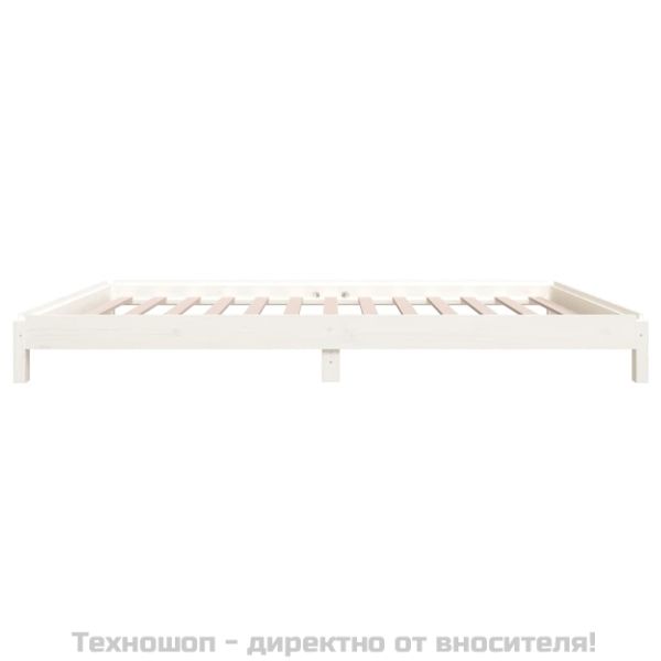 Стифиращо легло бяло 100x200 см масивно борово дърво