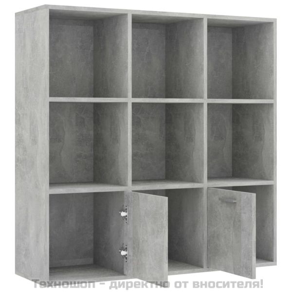 Шкаф библиотека, бетонно сива, 98x30x98 см, инженерно дърво