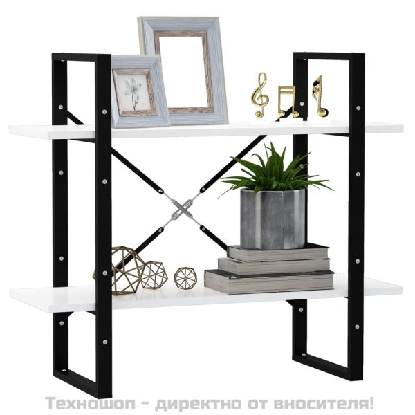 2-етажна библиотека, бяла, 80x30x70 см, инженерно дърво