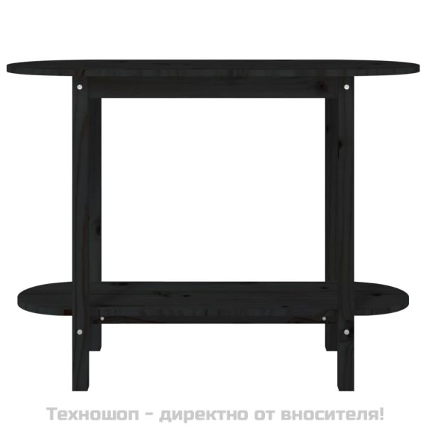 Конзолна маса черно 110x40x80 см борово дърво масив
