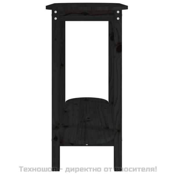 Конзолна маса черно 110x40x80 см борово дърво масив
