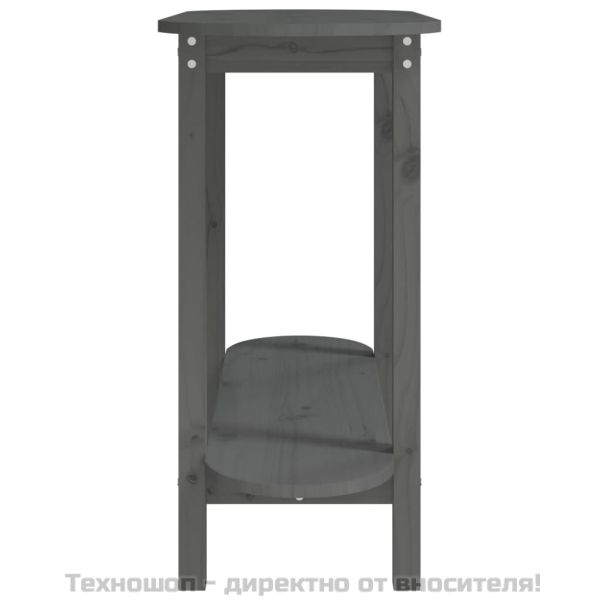 Конзолна маса, сива, 110x40x80 см, борово дърво масив