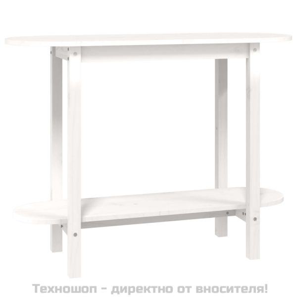 Конзолна маса бяла 110x40x80 см борово дърво масив