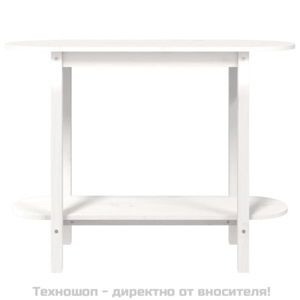 Конзолна маса бяла 110x40x80 см борово дърво масив