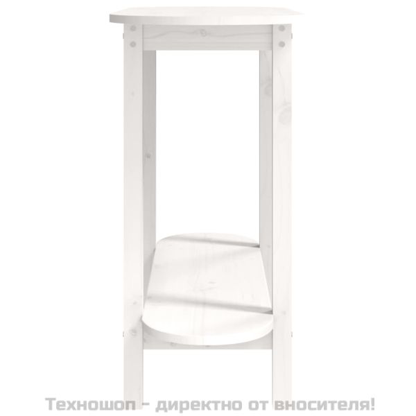 Конзолна маса бяла 110x40x80 см борово дърво масив