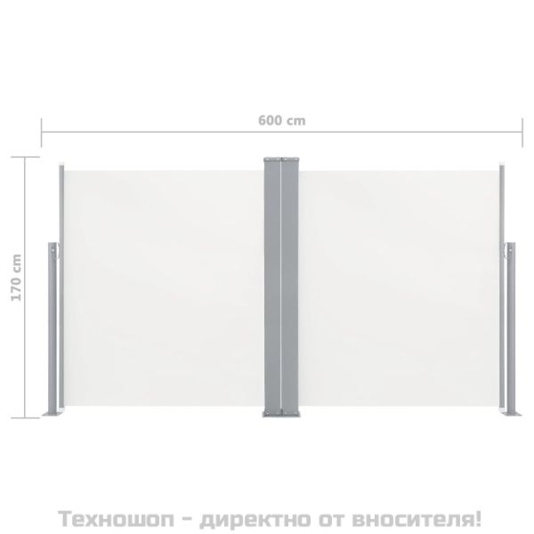 Прибираща се двойна странична тента, 170x600 см, кремава