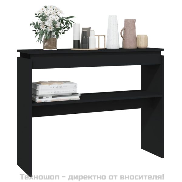 Конзолна маса, черна, 102x30x80 см, инженерно дърво