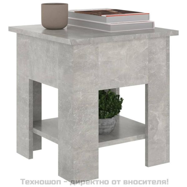 Маса за кафе, бетонно сива, 40x40x42 см, инженерно дърво