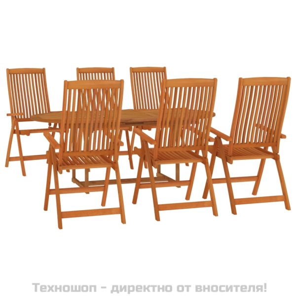 Градински трапезен комплект, 7 части, евкалиптово дърво масив