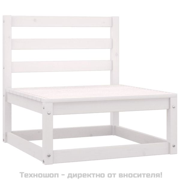 Градински среден диван с възглавници антрацит бяло борово дърво