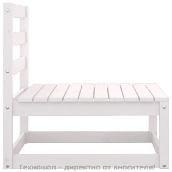 Градински среден диван с възглавници антрацит бяло борово дърво