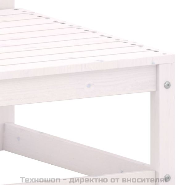 Градински среден диван с възглавници антрацит бяло борово дърво